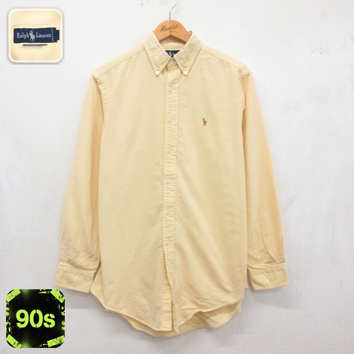 ラルフローレン 90s 長袖シャツ オックスフォード イエロー メンズL相当 | 古着