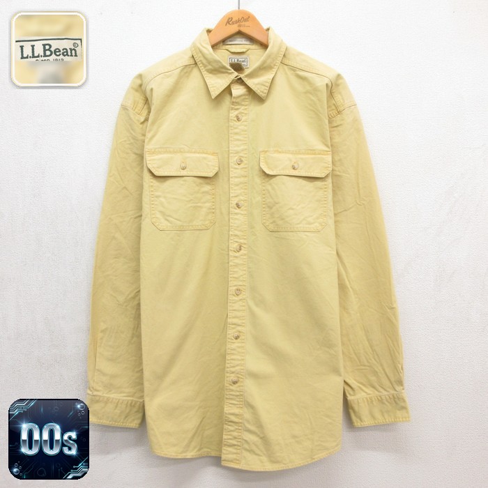 L.L.Bean 00s 長袖シャツ フラップポケット イエロー メンズXL相当 | 古着