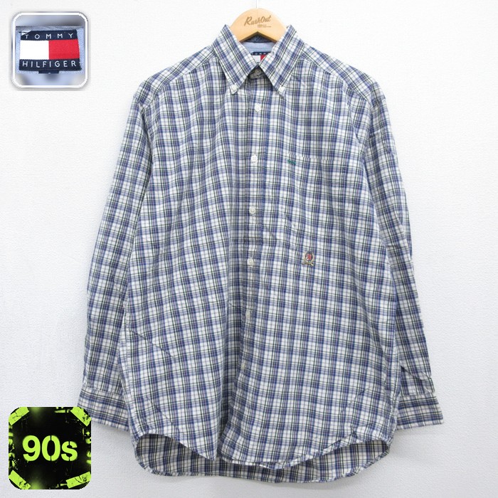 トミーヒルフィガー 90s 長袖シャツ ブルーチェック メンズL相当 | 古着