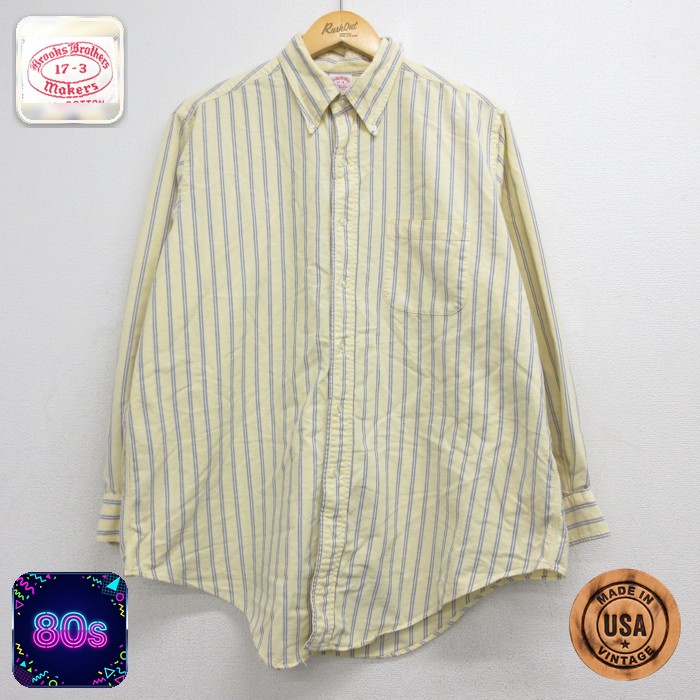 ブルックスブラザーズ 90s 長袖シャツ ストライプ イエロー メンズXL相当 | 古着