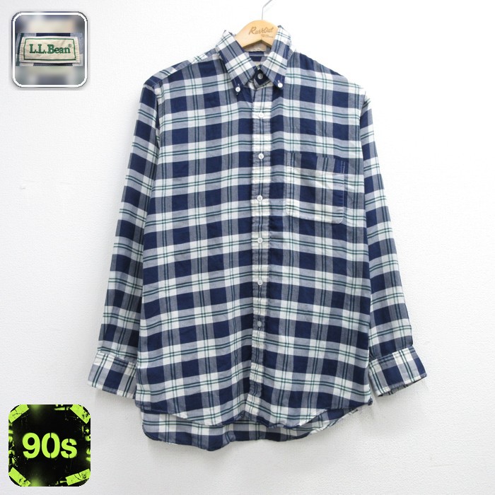 エルエルビーン 90s 長袖シャツ チェック ネイビー メンズL相当 | 古着