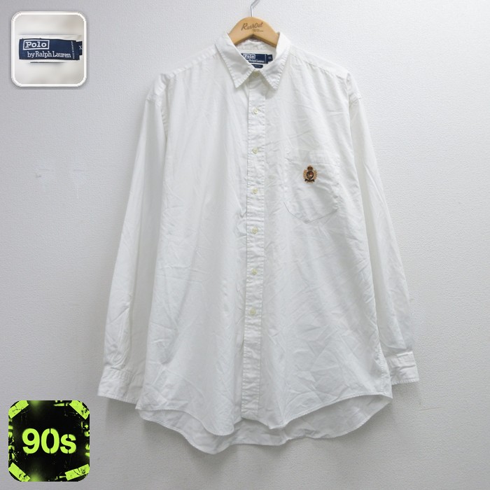 ラルフローレン 90s 長袖シャツ ホワイト メンズXL相当 | 古着