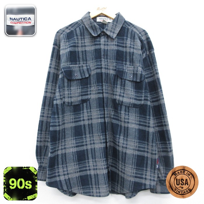 ノーティカ 90s 長袖シャツ コンペティション グレーチェック メンズXL相当 | 古着