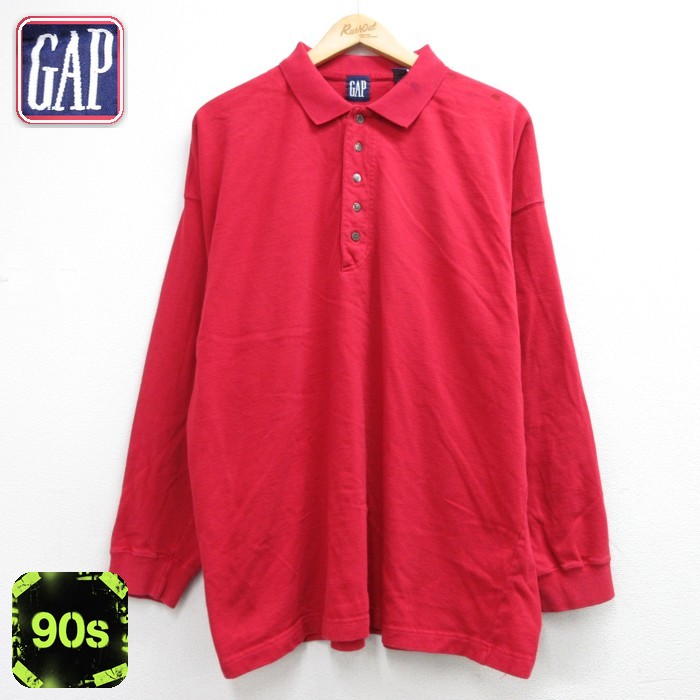 ギャップ 90s 長袖ポロシャツ レッド メンズXL相当 | 古着
