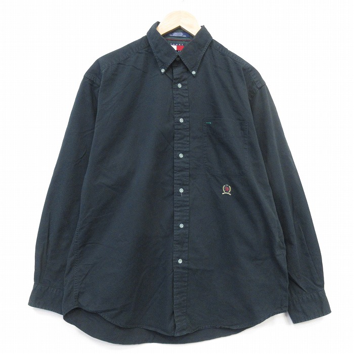 トミーヒルフィガー 90s 長袖シャツ ワンポイントロゴ グリーン メンズXL相当 | 古着