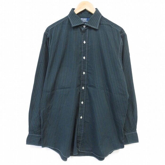 ラルフローレン 90s 長袖シャツ ストライプ グリーン メンズXL相当 | 古着