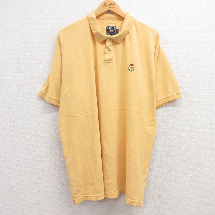 【50%OFF】XL★古着 ラルフローレン Ralph Lauren チャップス 半袖 ブラント ポロ シャツ メンズ 80年代 80s ワンポイントロゴ 鹿の子 コットン 黄 イエロー 24may08 中古 トップス