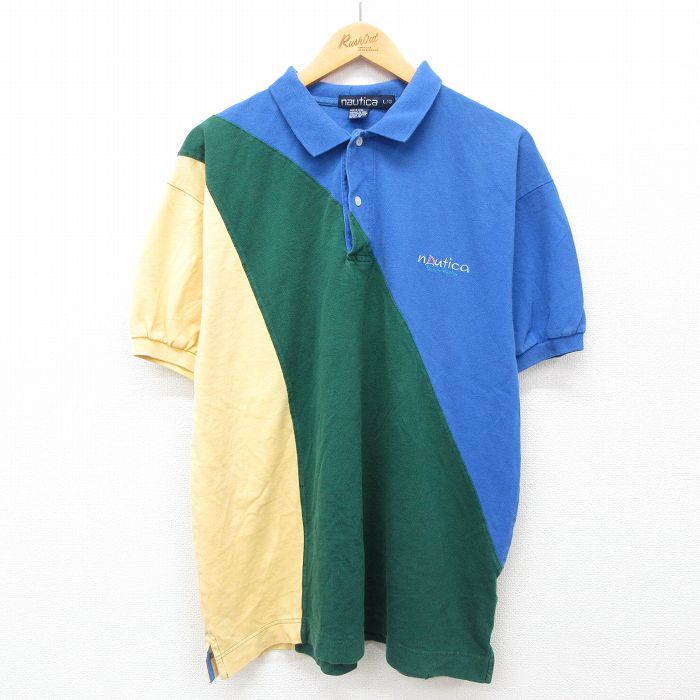 ノーティカ 90s 半袖ポロシャツ ワンポイントロゴ ブルー XL | 古着