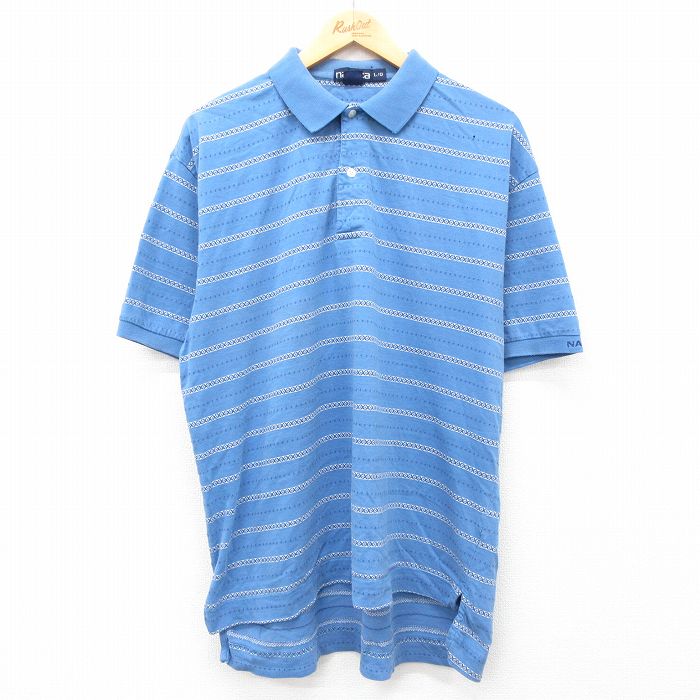 【50%OFF】XL★古着 ノーティカ NAUTICA 半袖 ブランド ポロ シャツ メンズ 90年代 90s ワンポイントロゴ 大きいサイズ コットン 薄紺他 ネイビー 24jul17 中古 トップス