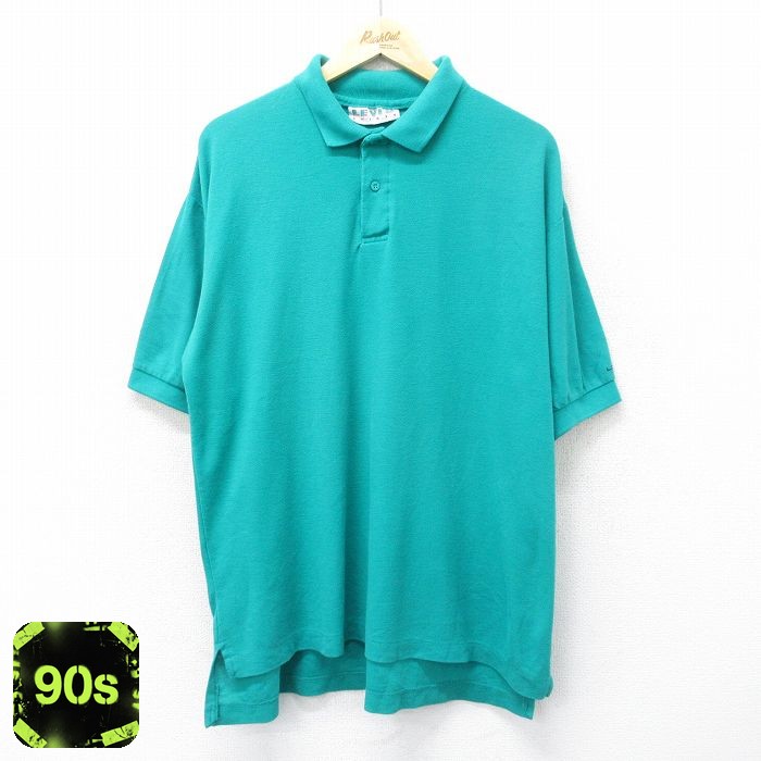 リーバイス 90s 半袖ポロシャツ ワンポイントロゴ ライトブルー XL | 古着