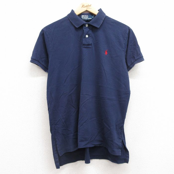L★古着 ラルフローレン Ralph Lauren 半袖 ブランド ポロ シャツ メンズ 90年代 90s ワンポイントロゴ コットン 紺 ネイビー 25apr15 中古 トップス