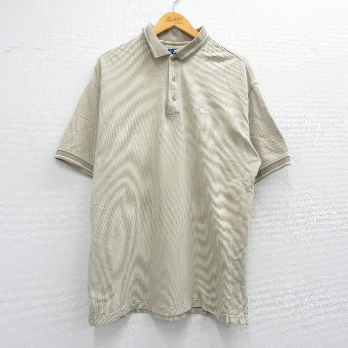 XL★古着 IZOD 半袖 ブランド ポロ シャツ メンズ 大きいサイズ コットン ベージュ系他 カーキ 25apr26 中古 トップス