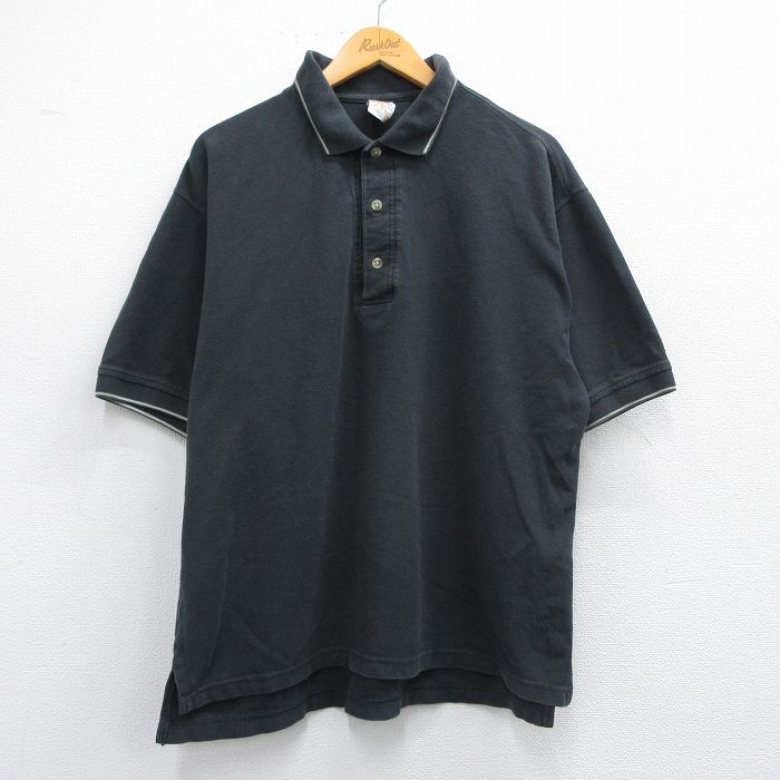 XL★古着 コロンビア COLUMBIA 半袖 ブランド ポロ シャツ メンズ 00年代 00s 鹿の子 大きいサイズ コットン 黒 ブラック 25may16 中古 トップス