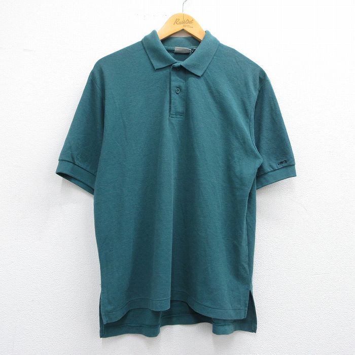 【50%OFF】L★古着 リーバイス Levis 半袖 ブランド ポロ シャツ メンズ 90年代 90s 鹿の子 緑 グリーン 25may16 中古 トップス