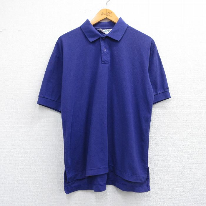 【50%OFF】L★古着 リーバイス Levis 半袖 ブランド ポロ シャツ メンズ 90年代 90s 鹿の子 紫 パープル 25may16 中古 トップス