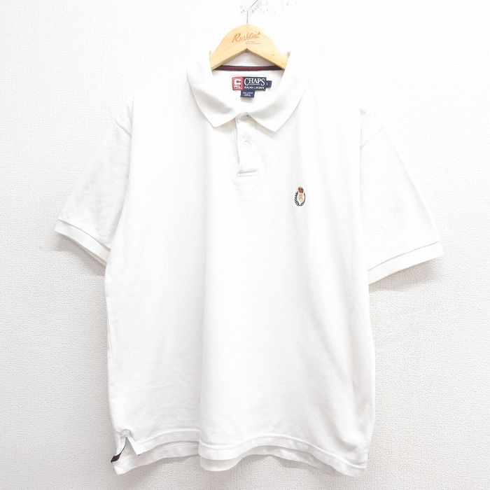 【20%OFF】XL★古着 ラルフローレン Ralph Lauren 半袖 ブランド ポロ シャツ メンズ 90年代 90s ワンポイントロゴ 鹿の子 大きいサイズ コットン 白 ホワイト 25may27 中古 トップス