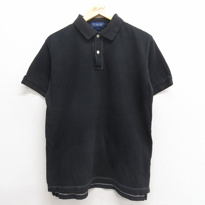 【50%OFF】L★古着 ジェイクルー J.CREW 半袖 ブランド ポロ シャツ メンズ 00年代 00s 鹿の子 コットン 黒 ブラック 25may27 中古 トップス