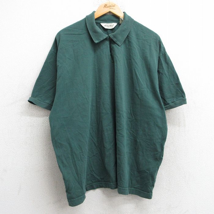 XL★古着 エディーバウアー 半袖 ブランド ポロ シャツ メンズ 00年代 00s 大きいサイズ コットン 緑 グリーン 【spe】 25may28 中古 トップス