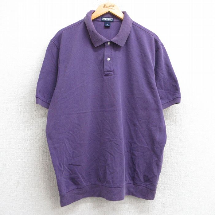 ランズエンド 00s 半袖ポロシャツ 鹿の子 パープル XL | 古着