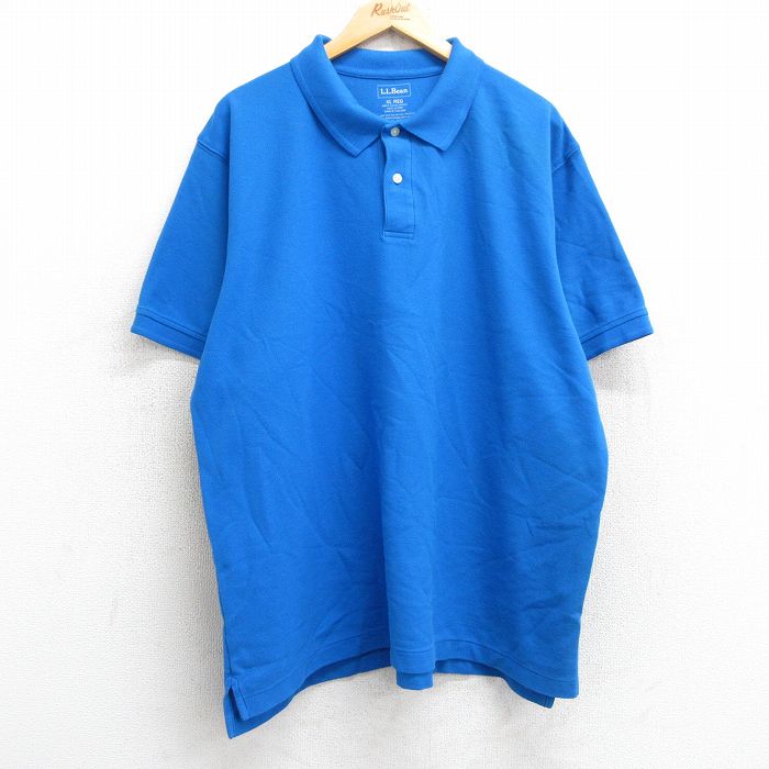 【50%OFF】XL★古着 エルエルビーン LLBEAN 半袖 ブランド ポロ シャツ メンズ 大きいサイズ コットン 鹿の子 水色 25may28 中古 トップス