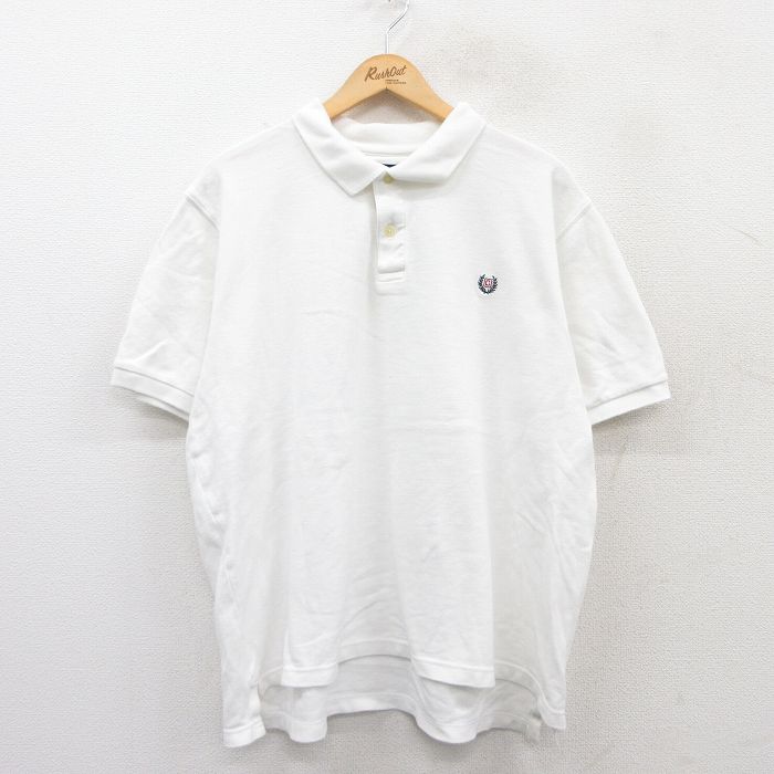 【50%OFF】XL★古着 チャップス 半袖 ブランド ポロ シャツ メンズ ワンポイントロゴ 鹿の子 大きいサイズ コットン 白 ホワイト 25jun02 中古 トップス
