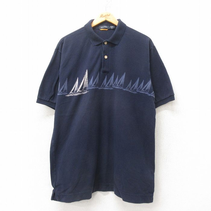 ノーティカ 半袖ポロシャツ 鹿の子 ネイビー XL | 古着