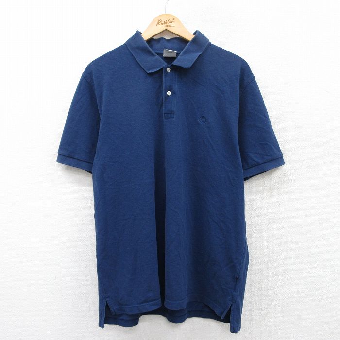 XL★古着 ブルックスブラザーズ BROOKS BROTHERS 半袖 ブランド ポロ シャツ メンズ ワンポイントロゴ 鹿の子 大きいサイズ コットン 紺 ネイビー 25jun05 中古 トップス