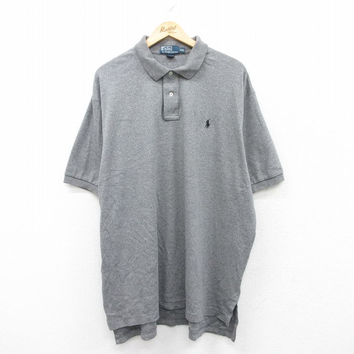 【20%OFF】XL★古着 ラルフローレン Ralph Lauren 半袖 ブランド ポロ シャツ メンズ 90年代 90s ワンポイントロゴ 大きいサイズ コットン グレー 霜降り 25jun05 中古 トップス