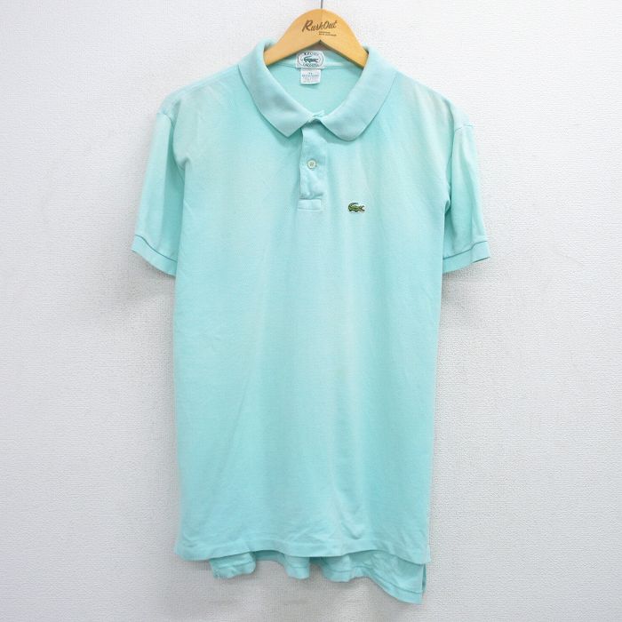 XL★古着 ラコステ LACOSTE IZOD 半袖 ブランド ポロ シャツ メンズ 90年代 90s ワンポイントロゴ 鹿の子 大きいサイズ コットン USA製 薄緑系 グリーン 25jun06 中古 トップス