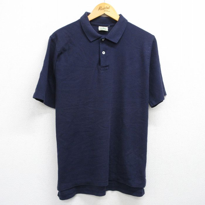 L★古着 エルエルビーン LLBEAN 半袖 ブランド ポロ シャツ メンズ 80年代 80s 紺 ネイビー 25jun06 中古 トップス