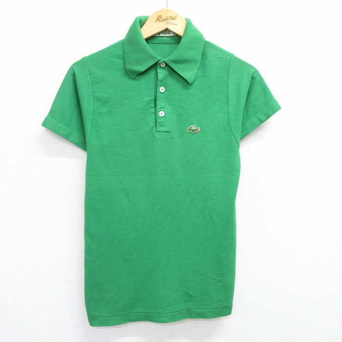 S★古着 ラコステ LACOSTE 半袖 ブランド ポロ シャツ メンズ 70年代 70s ワンポイントロゴ 緑 グリーン 25jun06 中古 トップス