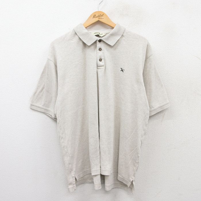 【50%OFF】XL★古着 エディーバウアー 半袖 ブランド ポロ シャツ メンズ 00年代 00s ワンポイントロゴ 大きいサイズ コットン 薄ベージュ カーキ 25jun17 中古 トップス