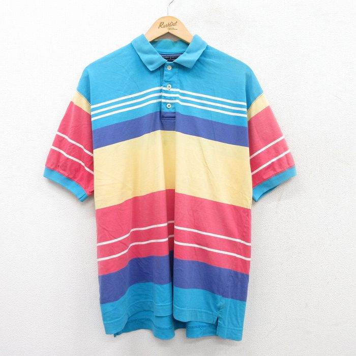 ドッカーズ 90s 半袖ポロシャツ ボーダー ネイビー XL | 古着