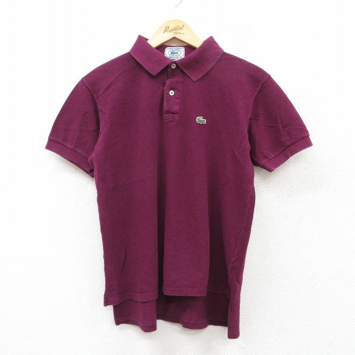 M★古着 ラコステ LACOSTE IZOD 半袖 ブランド ポロ シャツ メンズ 90年代 90s 鹿の子 コットン エンジ 25jun17 中古 トップス