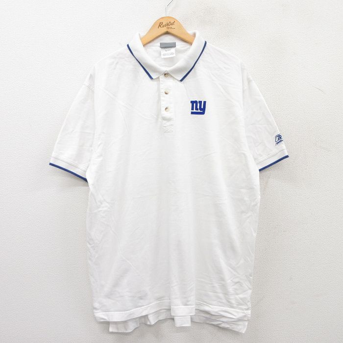 XL★古着 リーボック REEBOK 半袖 ブランド ポロ シャツ メンズ 00年代 00s NFL ニューヨークジャイアンツ 大きいサイズ コットン 白他 ホワイト アメフト スーパーボウル 25jun17 中古 トップス