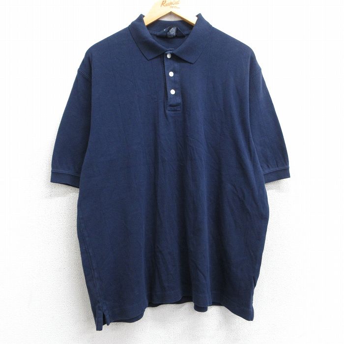 XL★古着 ランズエンド 半袖 ブランド ポロ シャツ メンズ 00年代 00s コットン 紺 ネイビー 25jun18 中古 トップス