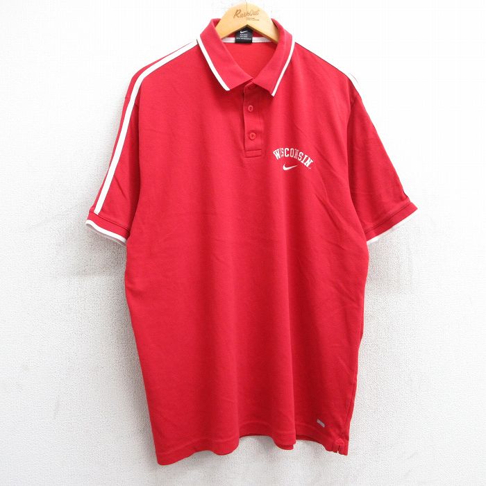 ナイキ 00s 半袖ポロシャツ ワンポイントロゴ レッド XL | 古着