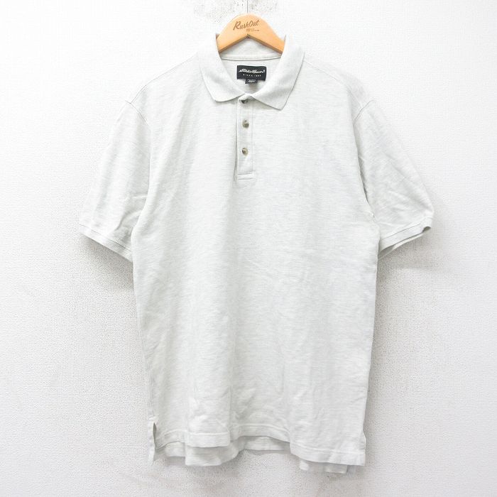 XL★古着 エディーバウアー 半袖 ブランド ポロ シャツ メンズ 00年代 00s 鹿の子 コットン 薄グレー 霜降り 25jun19 中古 トップス