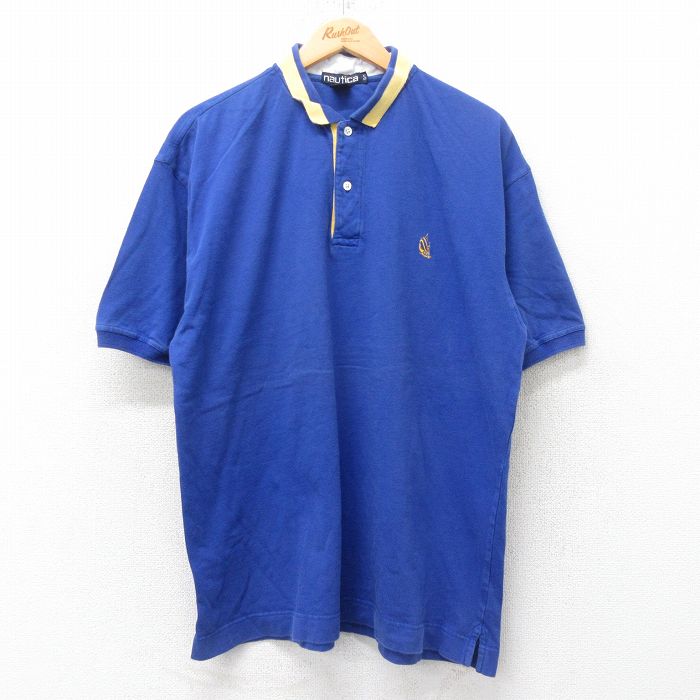 ノーティカ 90s 半袖ポロシャツ ワンポイントロゴ ブルー XL | 古着