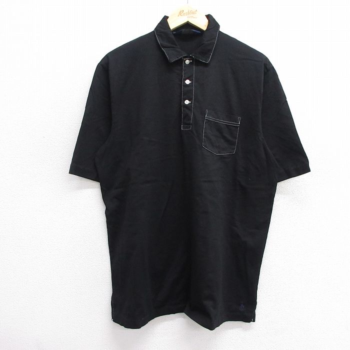 L★古着 ラルフローレン Ralph Lauren ポロゴルフ 半袖 ブランド ポロ シャツ メンズ 90年代 90s ワンポイントロゴ 裾ロゴ コットン 黒 ブラック 【spe】 25jun20 中古 トップス