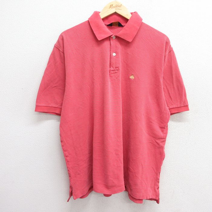 XL★古着 ブルックスブラザーズ BROOKS BROTHERS 半袖 ブランド ポロ シャツ メンズ 00年代 00s ワンポイントロゴ 大きいサイズ コットン赤系他 レッド 25jun20 中古 トップス