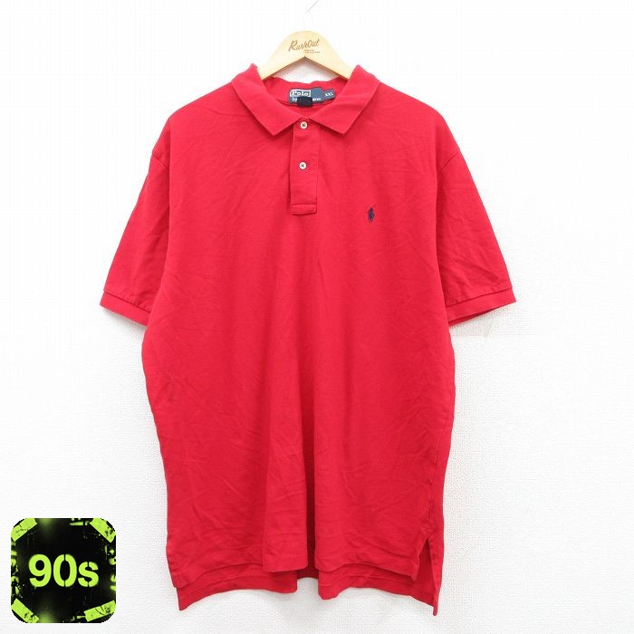 ラルフローレン 90s 半袖ポロシャツ ワンポイントロゴ レッド XL | 古着