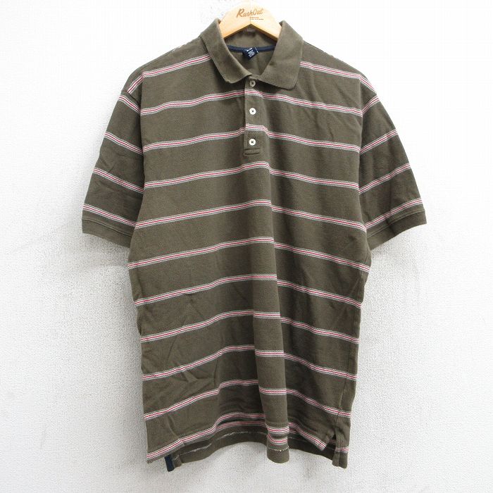 ギャップ 00s 半袖ポロシャツ ブラウンボーダー XL | 古着