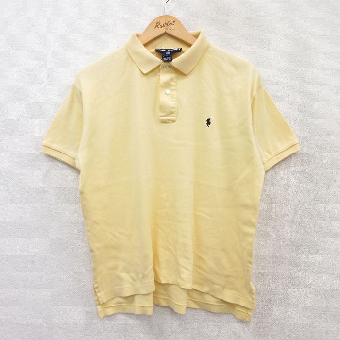 【50%OFF】XL★古着 ラルフローレン Ralph Lauren ポロスポーツ 半袖 ブランド ポロ シャツ メンズ ワンポイントロゴ コットン 薄黄 イエロー 【spe】 25jul14 中古 トップス