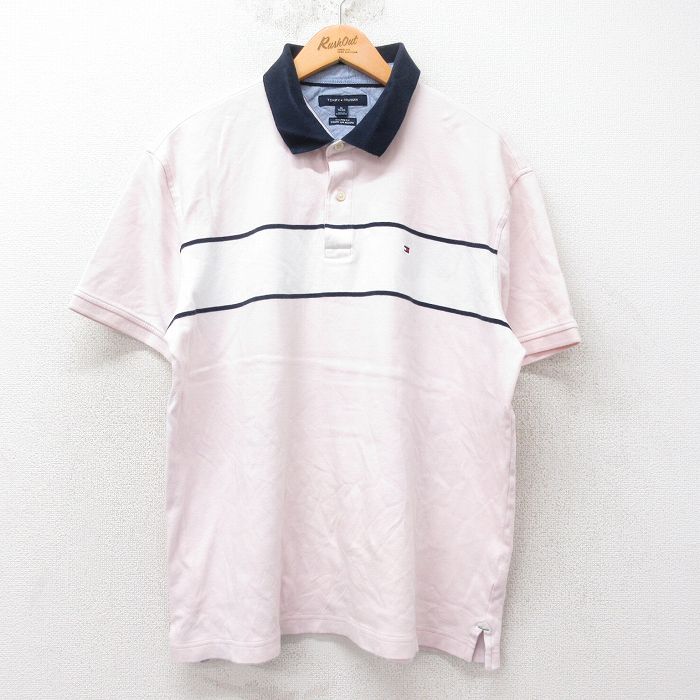トミーヒルフィガー 半袖ポロシャツ ワンポイント ピンク XL | 古着