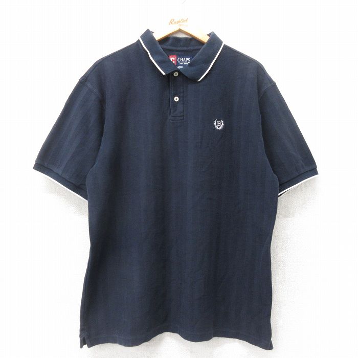 チャップス 半袖ポロシャツ ワンポイント ネイビー XL | 古着