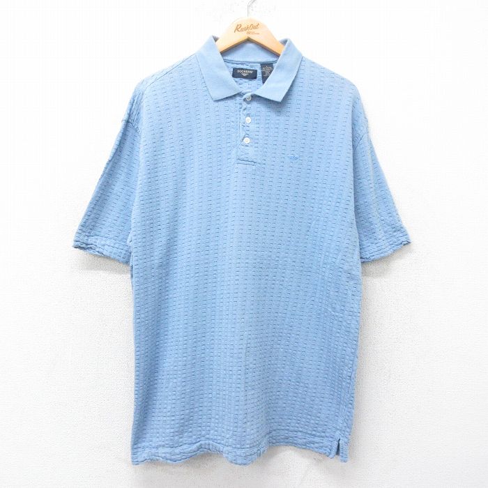 【50%OFF】XL★古着 ドッカーズ 半袖 ブランド ポロ シャツ メンズ ワンポイントロゴ 大きいサイズ コットン 薄紺 ネイビー 25jul18 中古 トップス