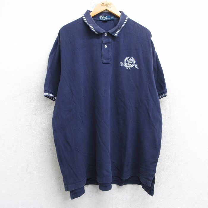 ラルフローレン 90s 半袖ポロシャツ ワンポイントロゴ ネイビー XL | 古着