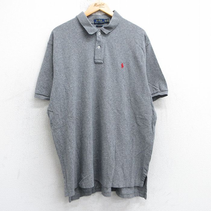【50%OFF】XL★古着 ラルフローレン Ralph Lauren 半袖 ブランド ポロ シャツ メンズ ワンポイントロゴ 鹿の子 大きいサイズ コットン グレー 25jul18 中古 トップス