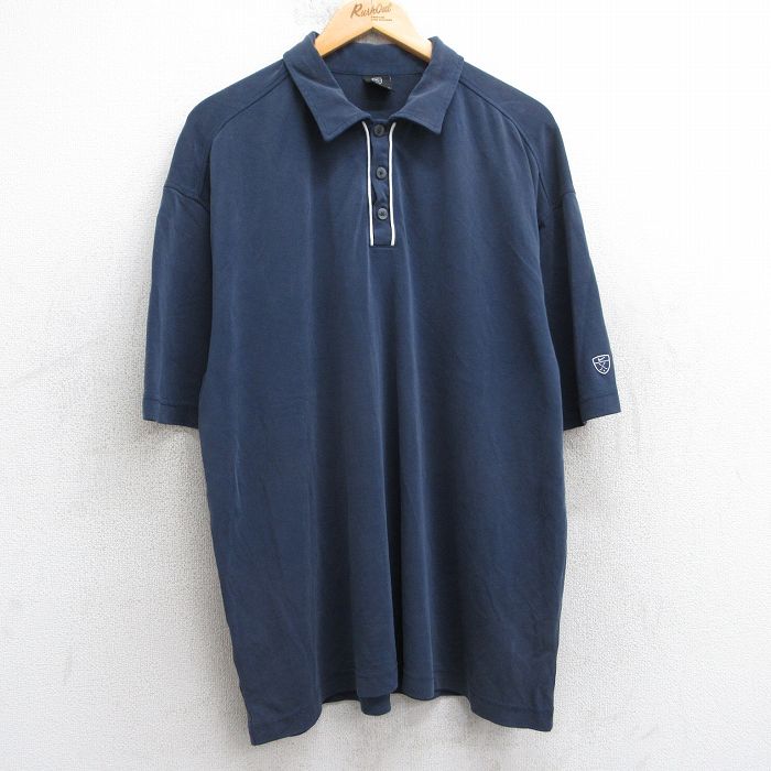 【20%OFF】XL★古着 ナイキ NIKE 半袖 ブランド ポロ シャツ メンズ 00年代 00s ゴルフ レーヨン 紺 ネイビー 25aug05 中古 トップス